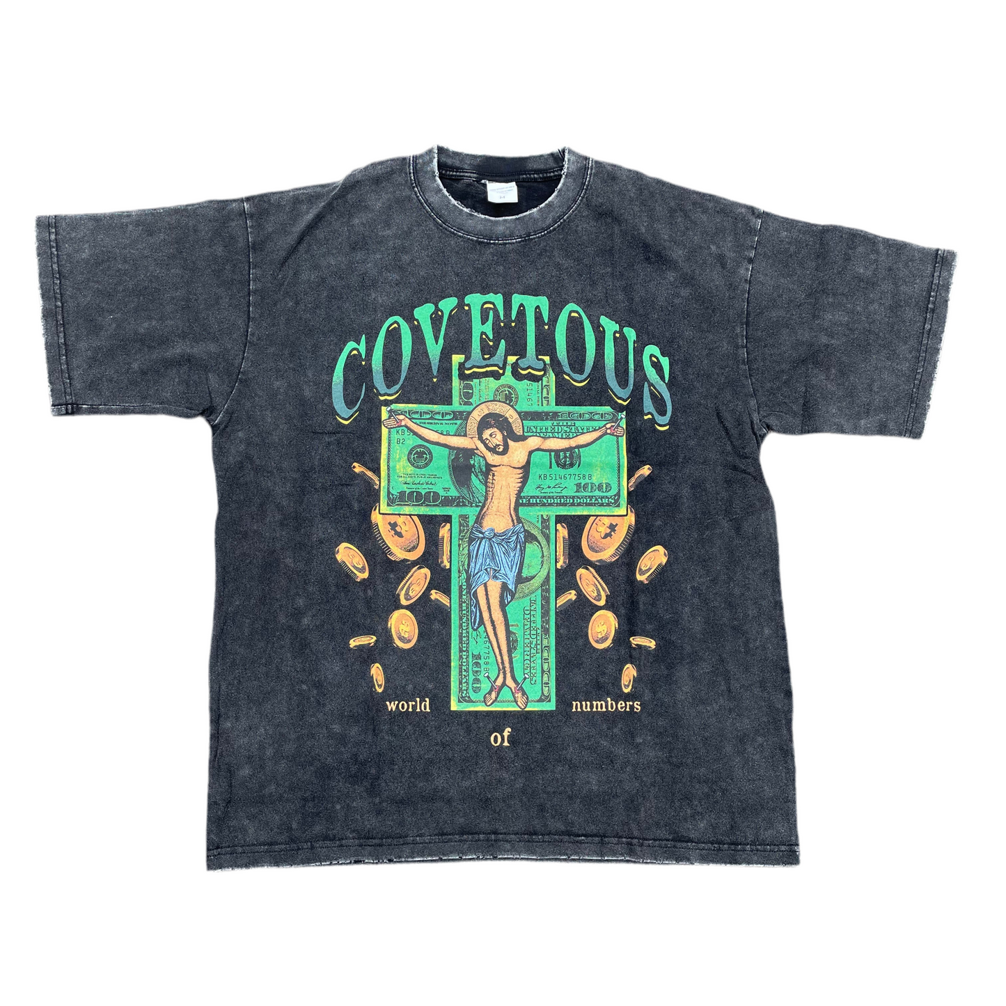 "COVETOUS" Vintage/Washed Black Short Sleeve Tee
