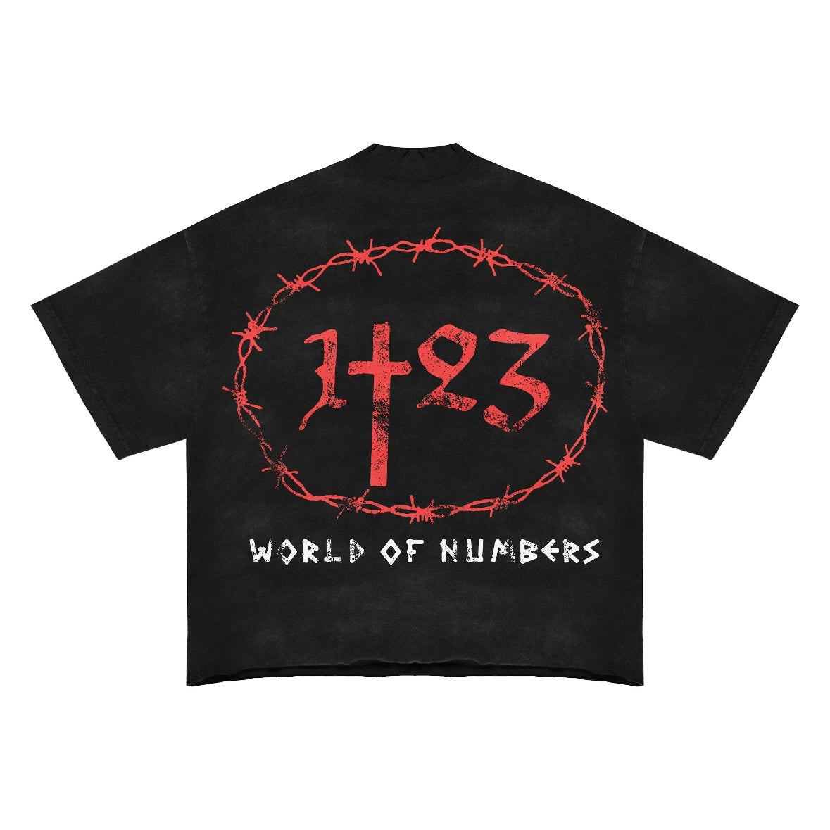“NUMBERS SOCIETY” Black Cropped Short Sleeve Tee