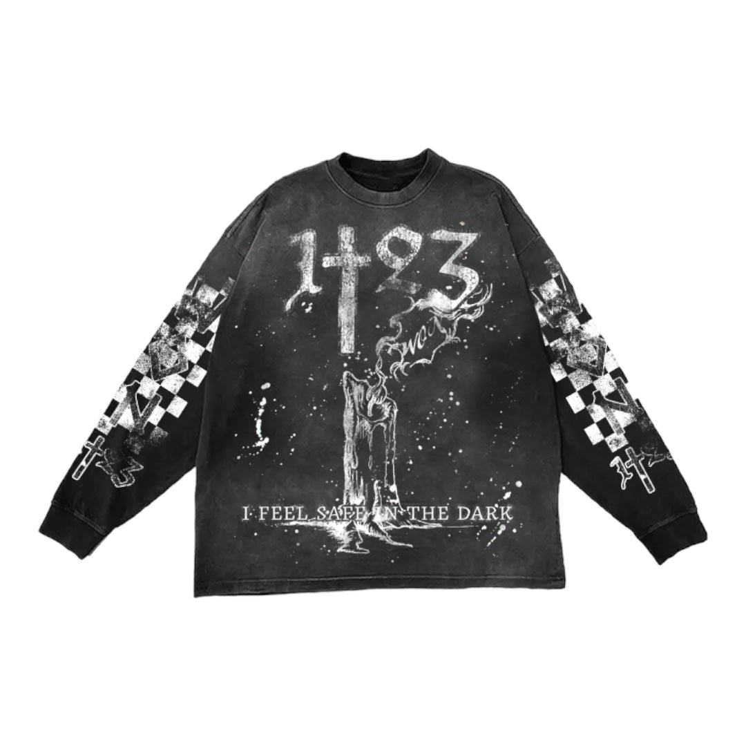 “CANDLE” Vintage Black Long Sleeve Tee