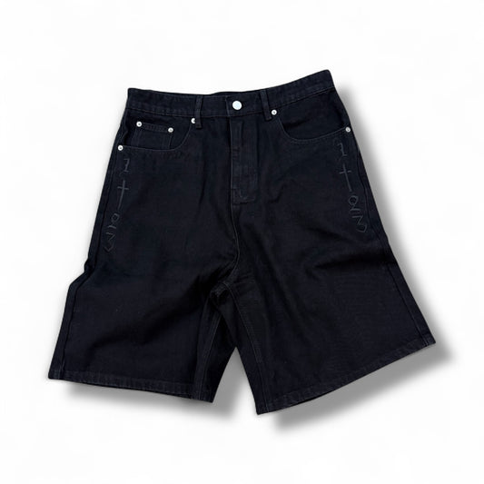 WON Black Stoned Denim Jort
