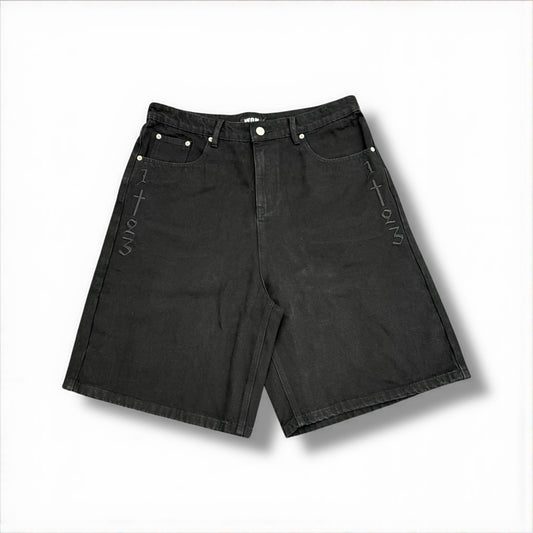 WON Black Stoned Denim Jort
